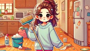 掃除を苦手そうにしている女性